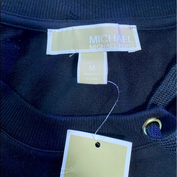 Michael Kors, black top Sweatshirt with Lace-Up Detail NWT (medium) - Picture 4 of 10